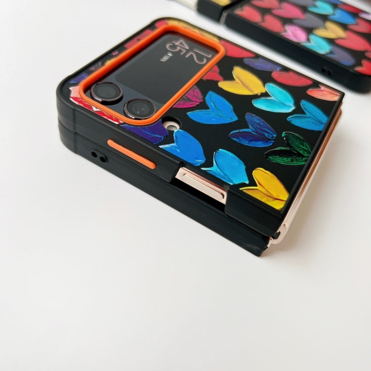 For Samsung Galaxy Z Flip4 5G Painted Graffiti Heart Pattern Shockproof Protective Phone Case