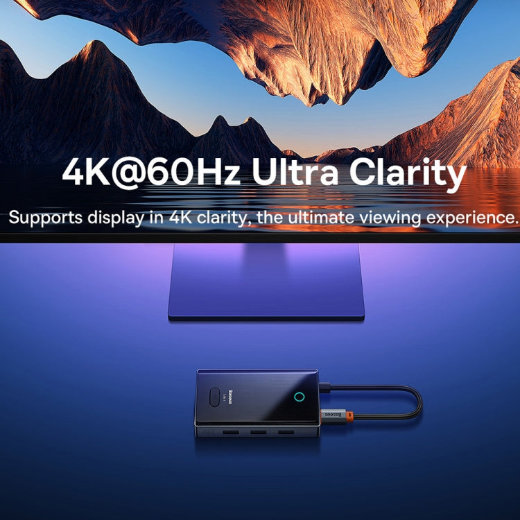 Baseus WKYY030113 5 in 1 USB-C / Type-C to USB3.0x3+HDMI+PD HUB Adapter(Space Grey)