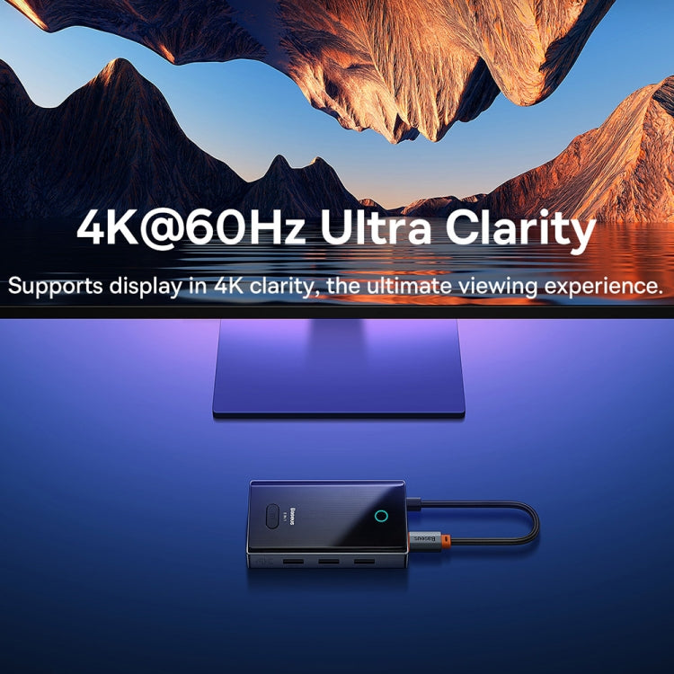 Baseus WKYY030313 8 in 1 USB-C / Type-C to USB3.0x2+USB2.0+PD+HDMI+SD/TF+RJ45 HUB Adapter(Space Grey)