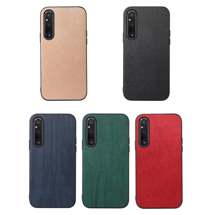 For Sony Xperia 1 V Wood Texture PU Phone Case