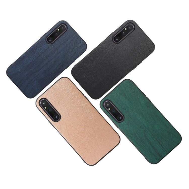 For Sony Xperia 1 V Wood Texture PU Phone Case
