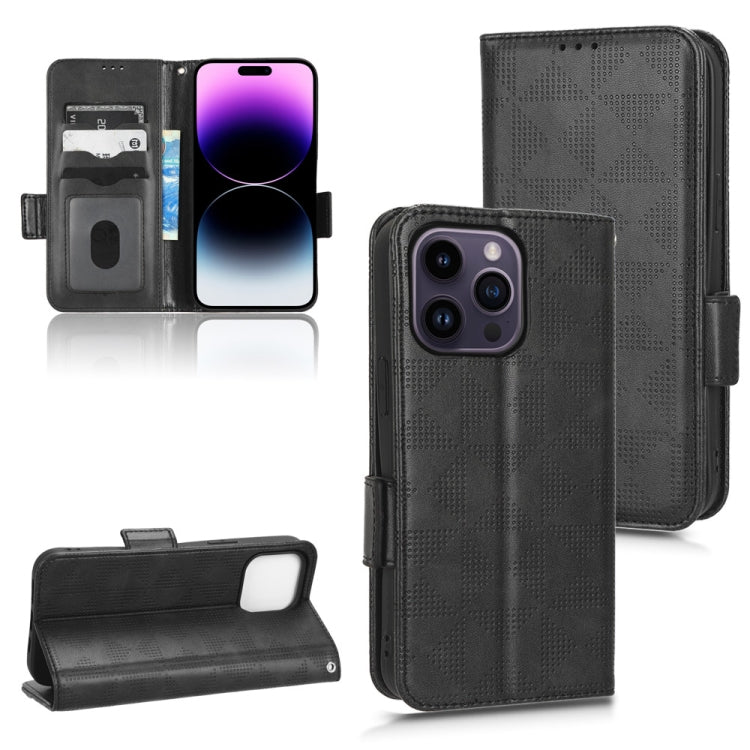 For iPhone 14 Pro Symmetrical Triangle Leather Phone Case