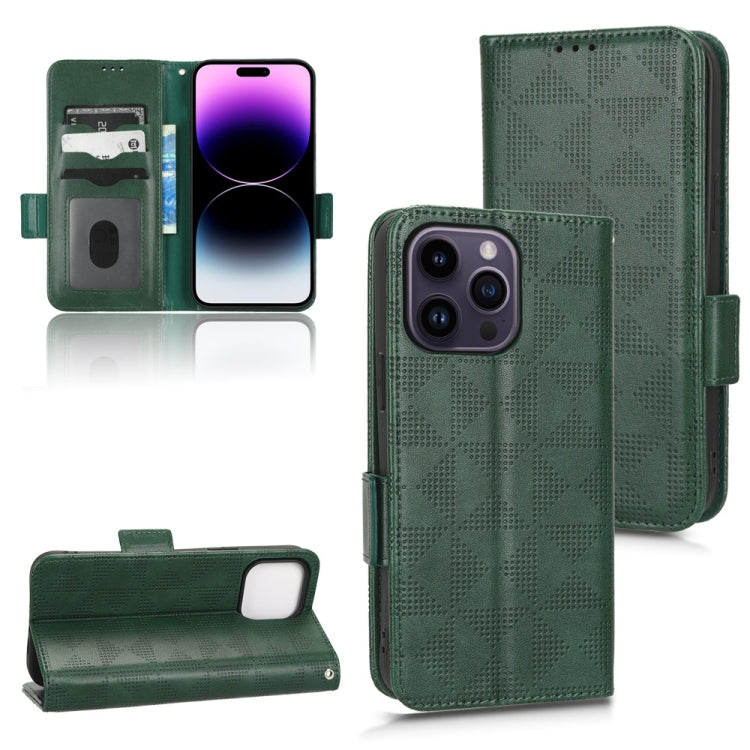For iPhone 14 Pro Symmetrical Triangle Leather Phone Case