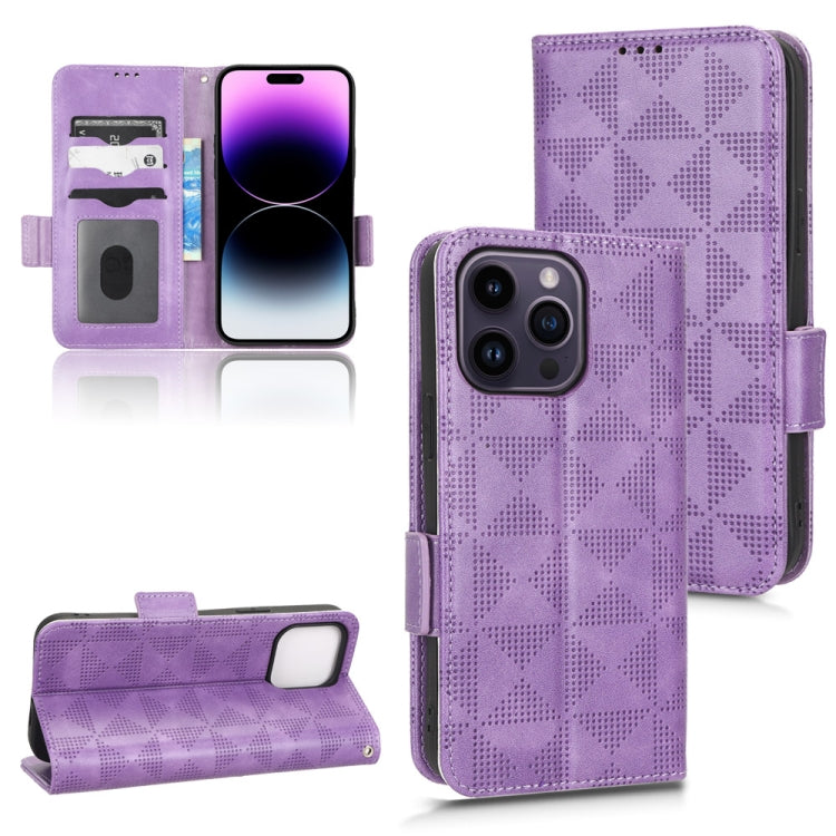 For iPhone 14 Pro Symmetrical Triangle Leather Phone Case