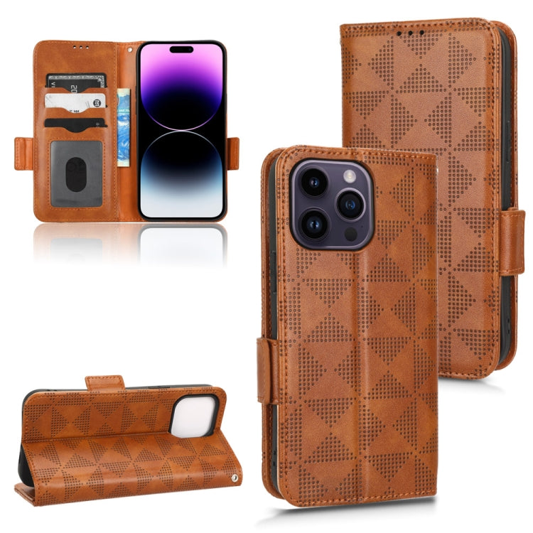 For iPhone 14 Pro Symmetrical Triangle Leather Phone Case