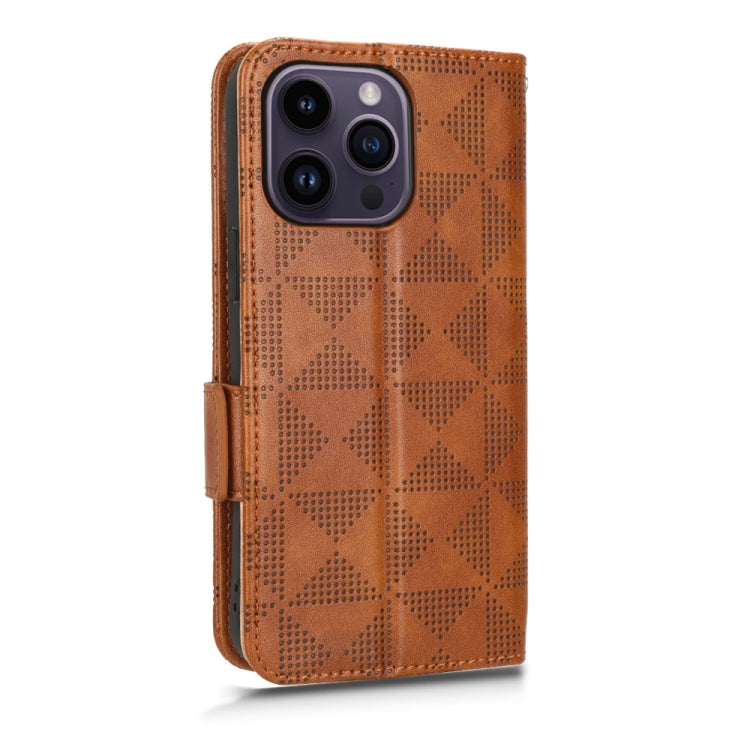 For iPhone 14 Pro Symmetrical Triangle Leather Phone Case