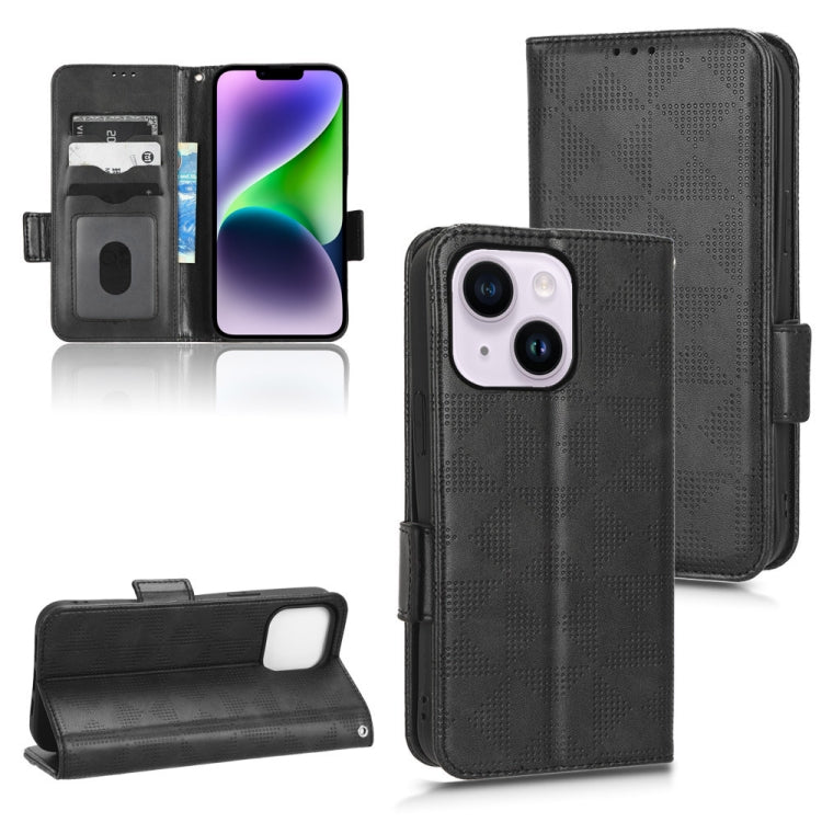 For iPhone 14 Symmetrical Triangle Leather Phone Case