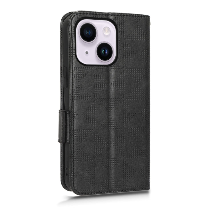 For iPhone 14 Symmetrical Triangle Leather Phone Case