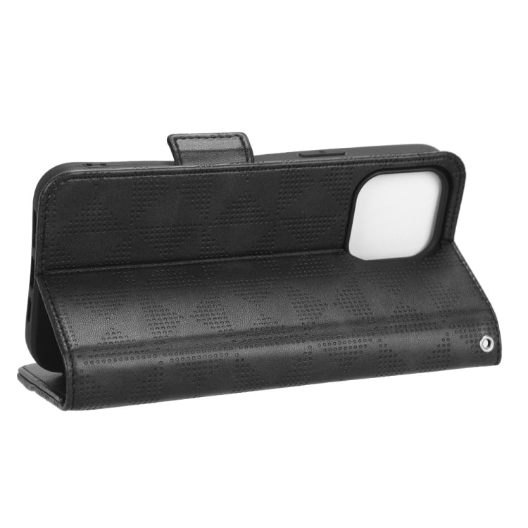 For iPhone 14 Symmetrical Triangle Leather Phone Case