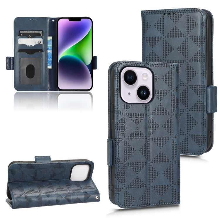 For iPhone 14 Symmetrical Triangle Leather Phone Case