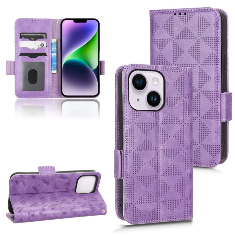For iPhone 14 Symmetrical Triangle Leather Phone Case