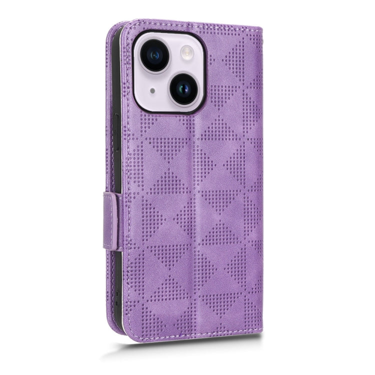 For iPhone 14 Symmetrical Triangle Leather Phone Case