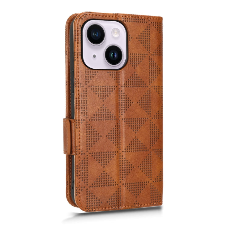 For iPhone 14 Symmetrical Triangle Leather Phone Case