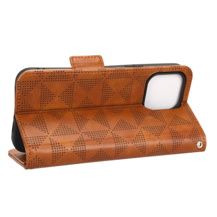 For iPhone 14 Symmetrical Triangle Leather Phone Case