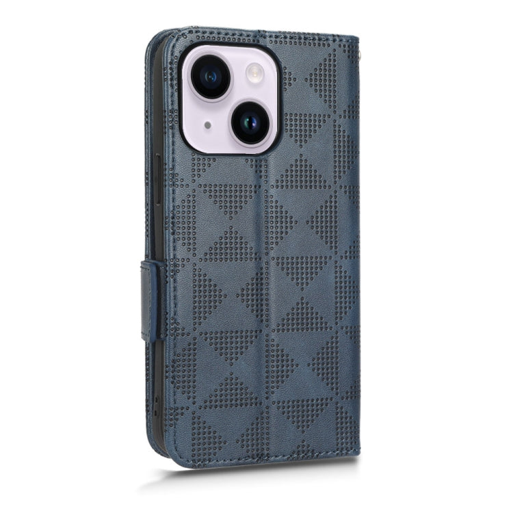 For iPhone 14 Plus Symmetrical Triangle Leather Phone Case