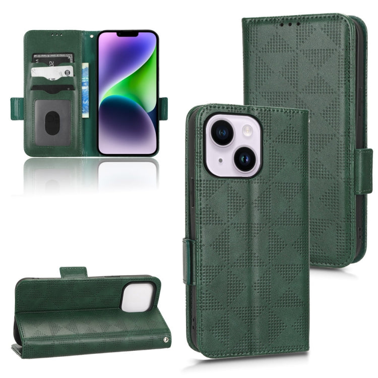 For iPhone 14 Plus Symmetrical Triangle Leather Phone Case