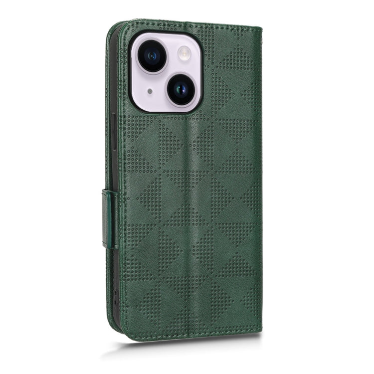 For iPhone 14 Plus Symmetrical Triangle Leather Phone Case