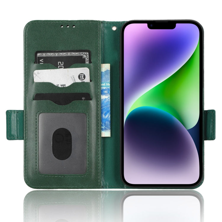 For iPhone 14 Plus Symmetrical Triangle Leather Phone Case