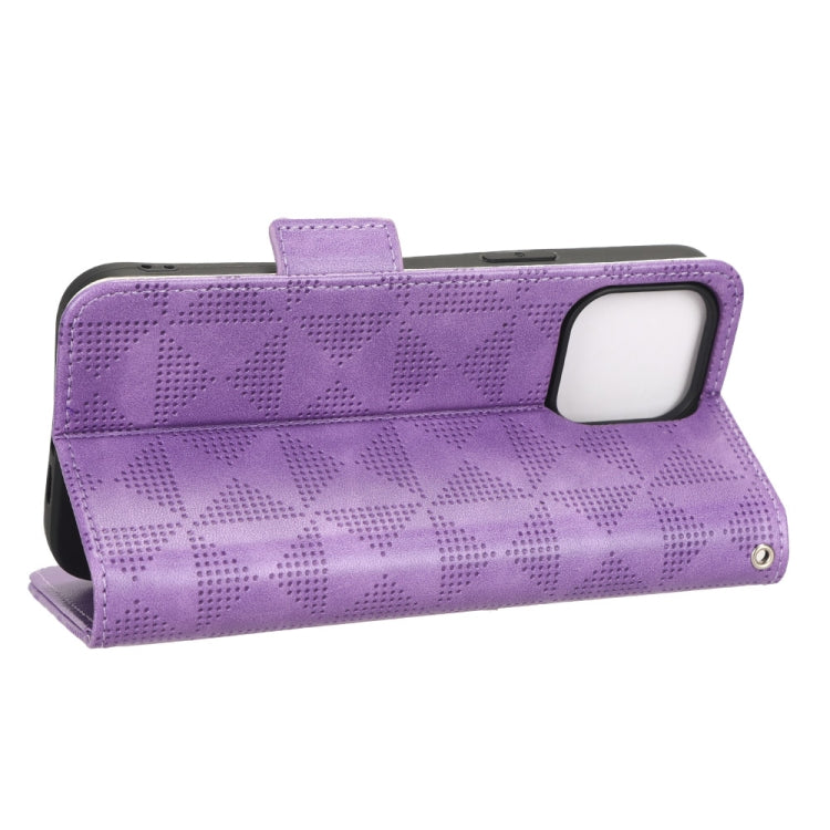 For iPhone 14 Plus Symmetrical Triangle Leather Phone Case