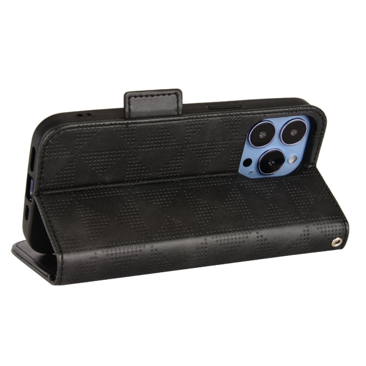 For iPhone 13 Pro Symmetrical Triangle Leather Phone Case