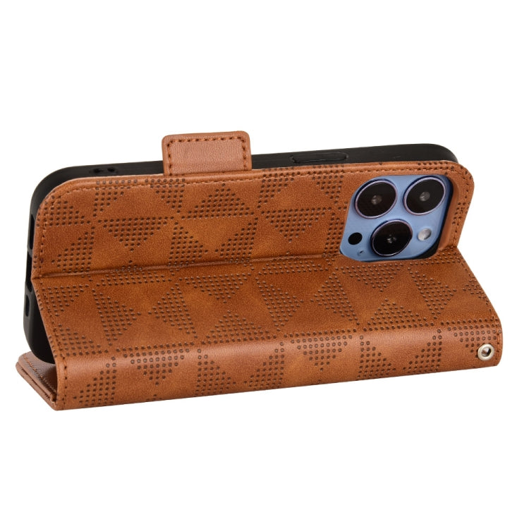 For iPhone 13 Pro Symmetrical Triangle Leather Phone Case