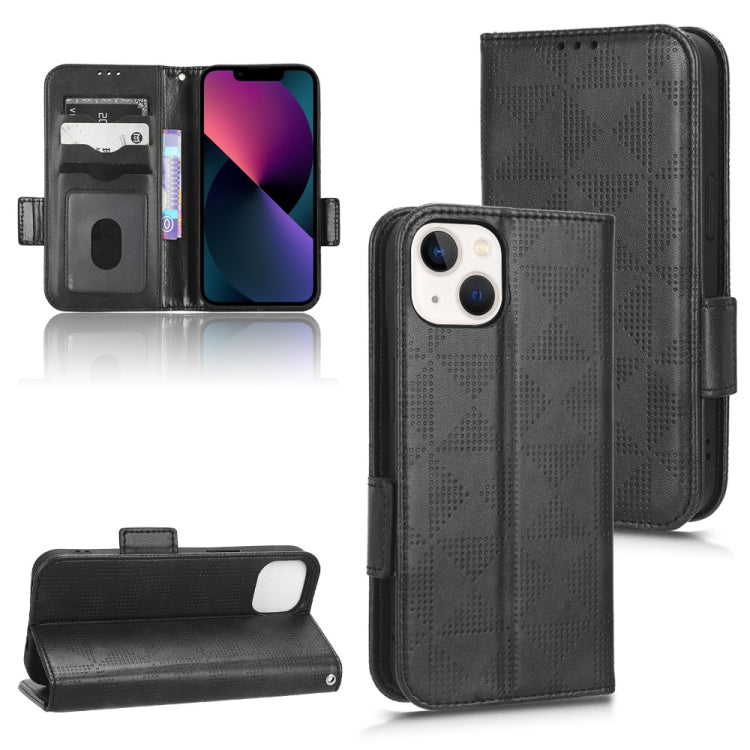 For iPhone 13 Symmetrical Triangle Leather Phone Case