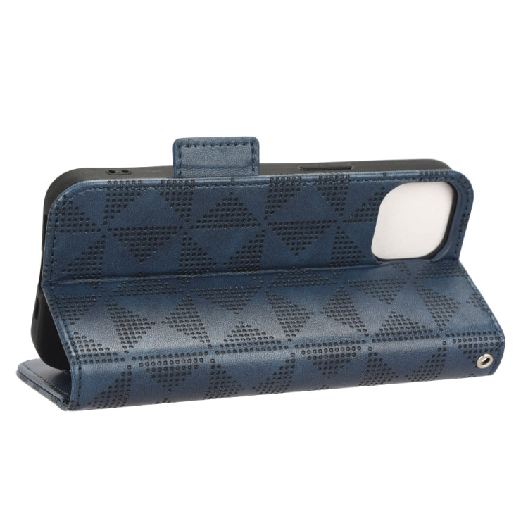 For iPhone 13 mini Symmetrical Triangle Leather Phone Case