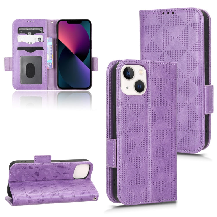 For iPhone 13 mini Symmetrical Triangle Leather Phone Case