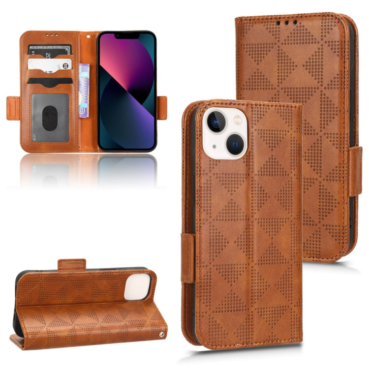 For iPhone 13 mini Symmetrical Triangle Leather Phone Case