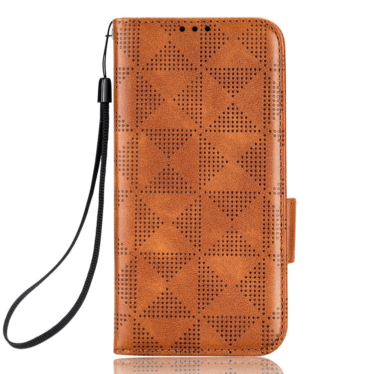 For iPhone 13 mini Symmetrical Triangle Leather Phone Case