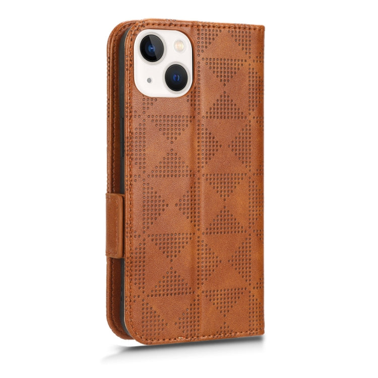 For iPhone 13 mini Symmetrical Triangle Leather Phone Case