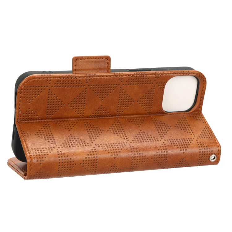 For iPhone 13 mini Symmetrical Triangle Leather Phone Case