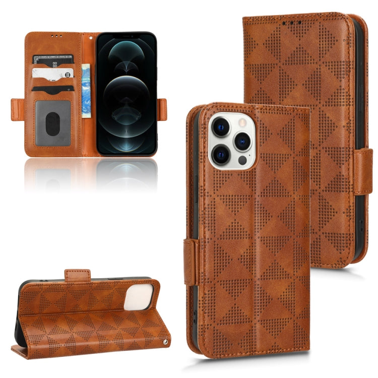 For iPhone 12 Pro Max Symmetrical Triangle Leather Phone Case