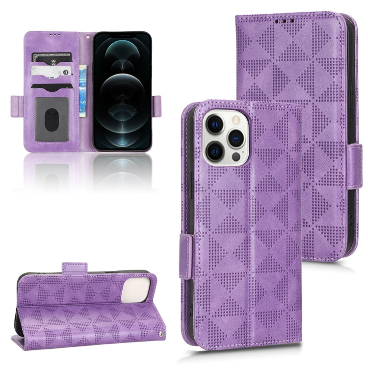 For iPhone 12 / 12 Pro Symmetrical Triangle Leather Phone Case