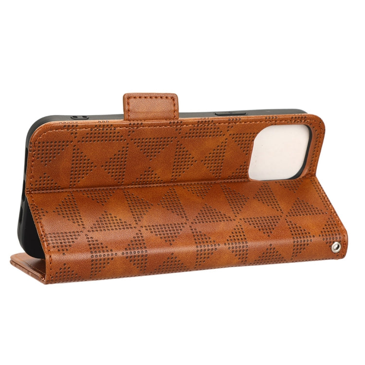 For iPhone 12 / 12 Pro Symmetrical Triangle Leather Phone Case