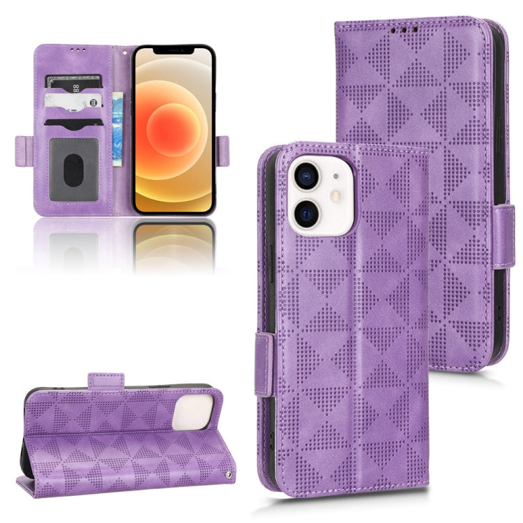 For iPhone 12 mini Symmetrical Triangle Leather Phone Case