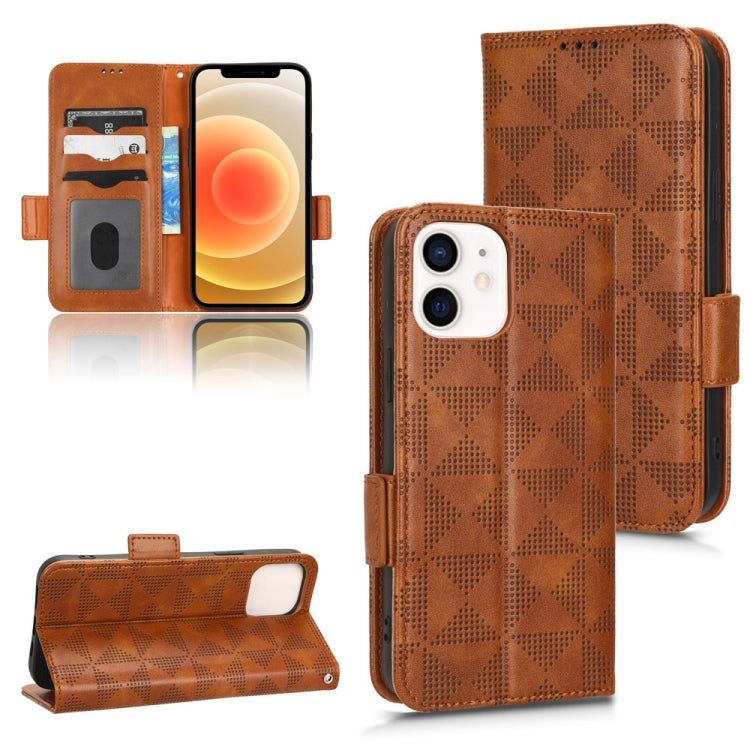 For iPhone 12 mini Symmetrical Triangle Leather Phone Case