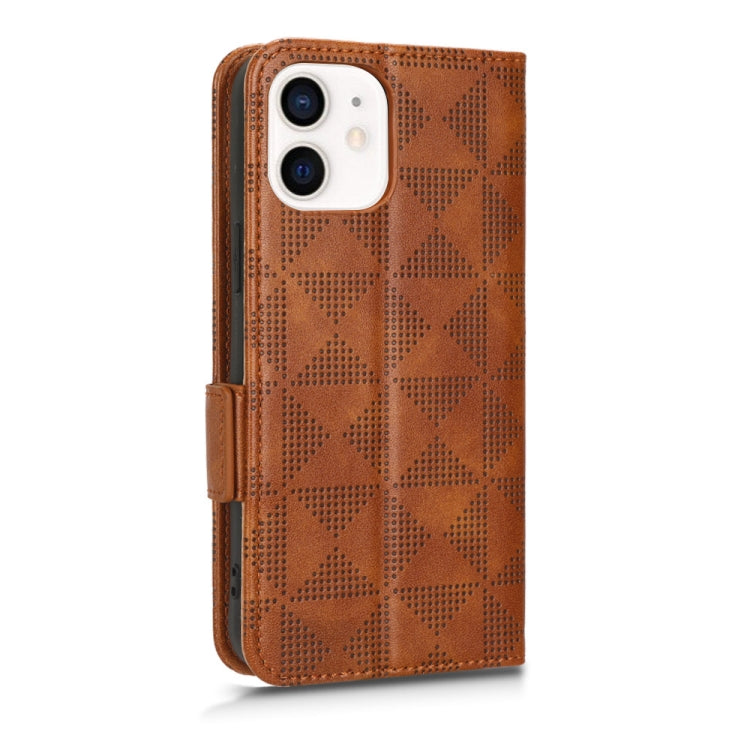 For iPhone 12 mini Symmetrical Triangle Leather Phone Case