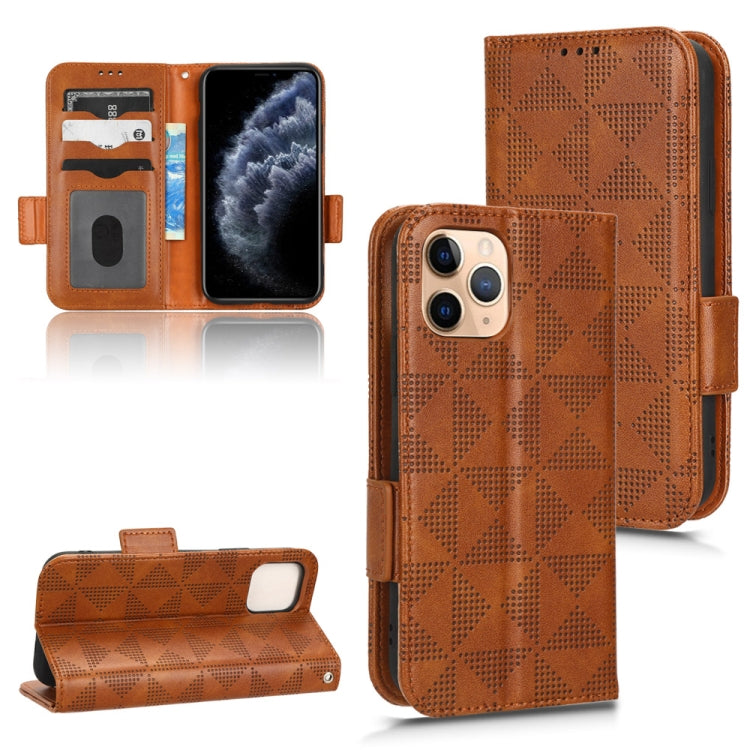 For iPhone 11 Pro Max Symmetrical Triangle Leather Phone Case