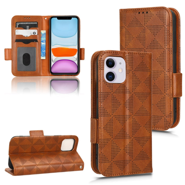 For iPhone 11 Symmetrical Triangle Leather Phone Case
