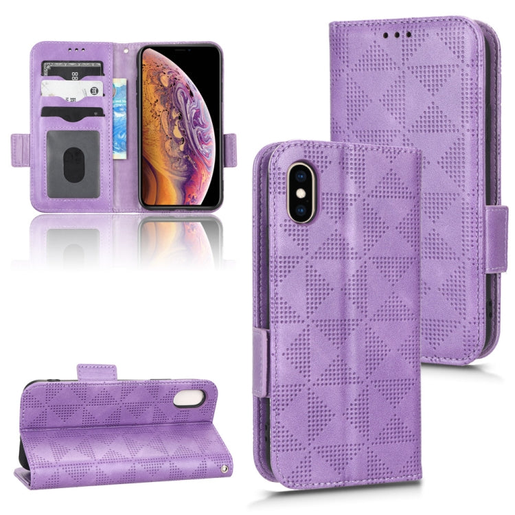 For iPhone XS / X Symmetrical Triangle Leather Phone Case