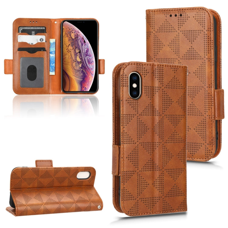 For iPhone XS / X Symmetrical Triangle Leather Phone Case
