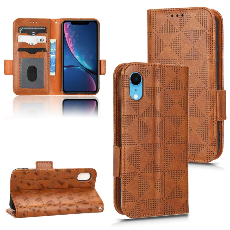 For iPhone XR Symmetrical Triangle Leather Phone Case