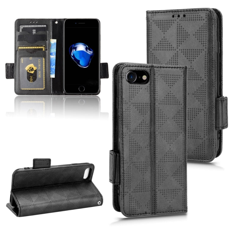 For iPhone SE 2022 / SE 2020 / 8 / 7 Symmetrical Triangle Leather Phone Case