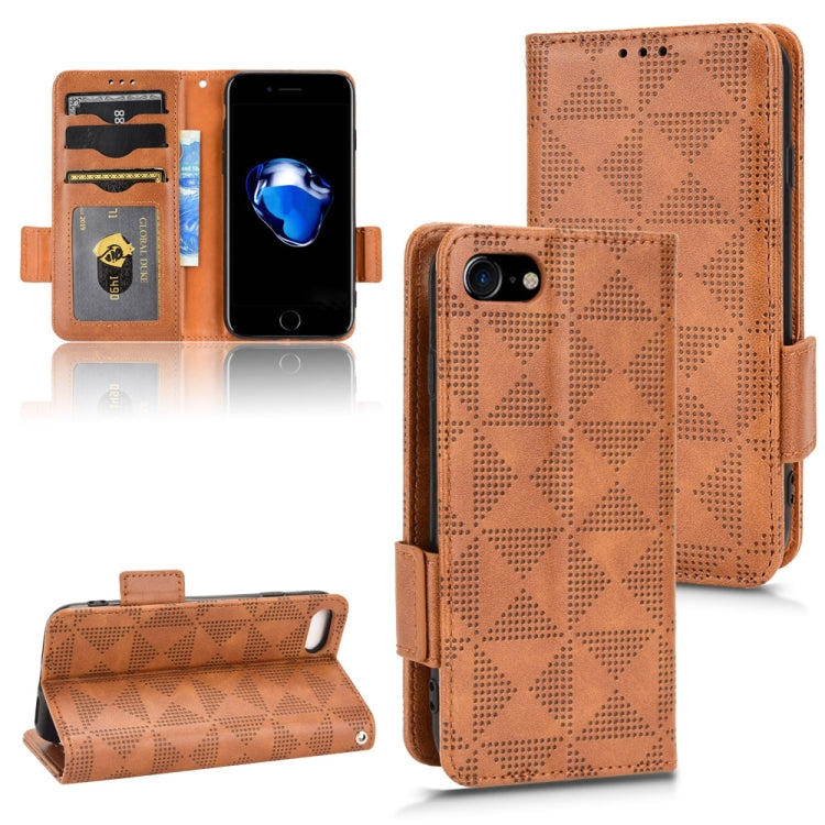 For iPhone SE 2022 / SE 2020 / 8 / 7 Symmetrical Triangle Leather Phone Case