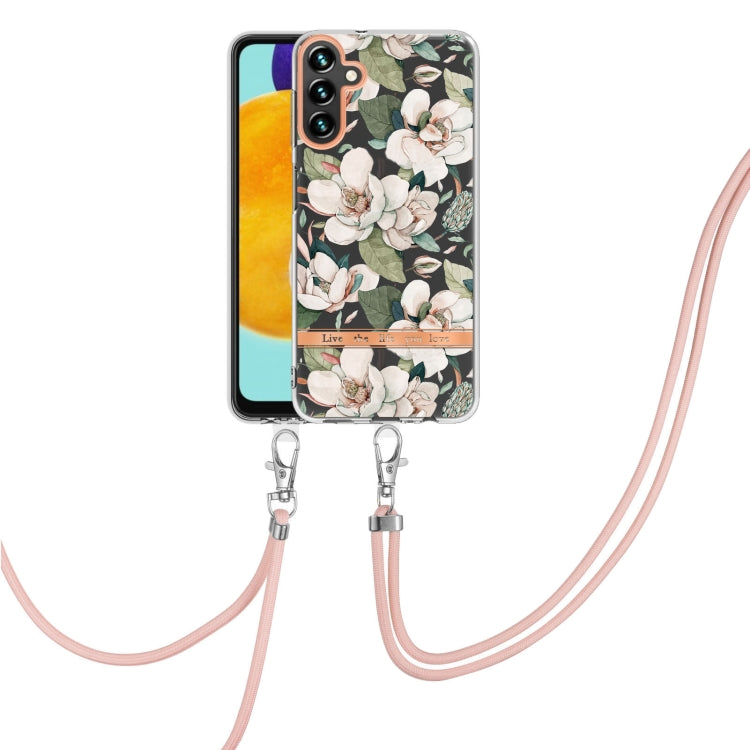For Samsung Galaxy A34 5G Flowers and Plants Series IMD TPU Phone Case with Lanyard