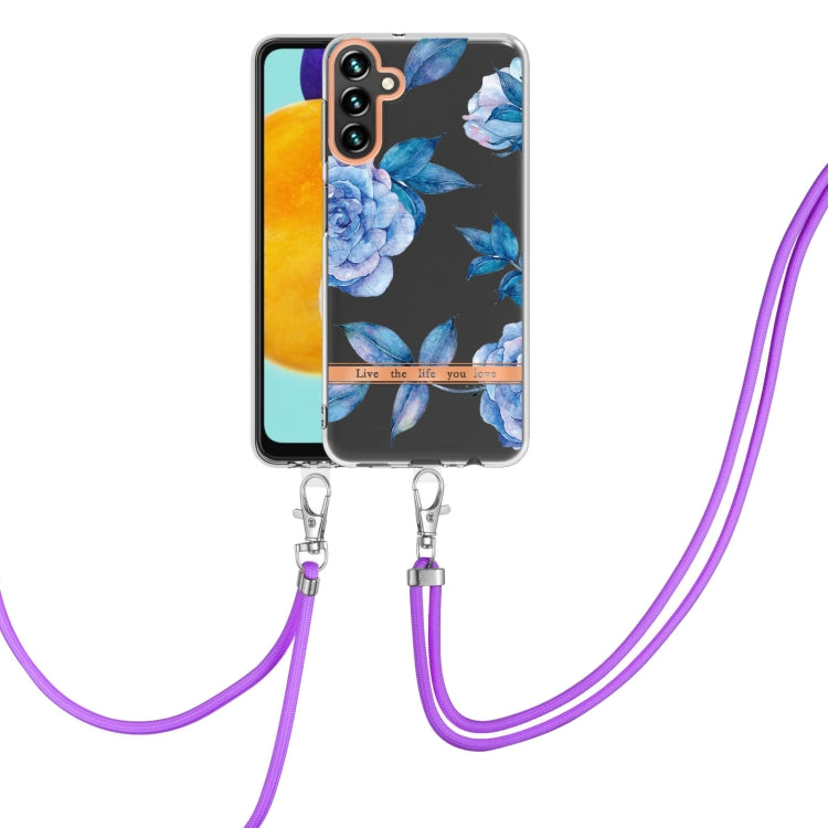 For Samsung Galaxy A34 5G Flowers and Plants Series IMD TPU Phone Case with Lanyard