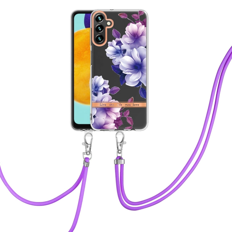 For Samsung Galaxy A34 5G Flowers and Plants Series IMD TPU Phone Case with Lanyard