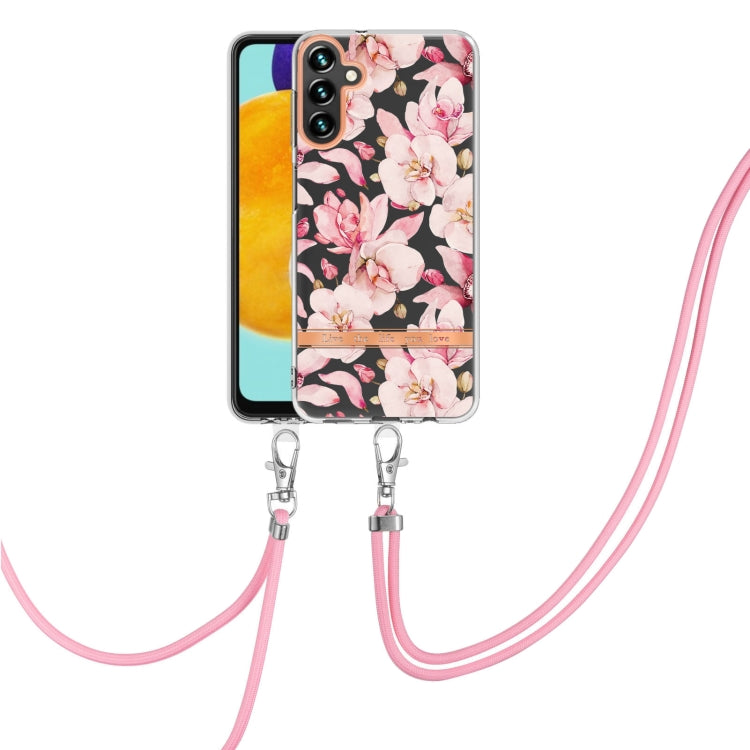 For Samsung Galaxy A34 5G Flowers and Plants Series IMD TPU Phone Case with Lanyard