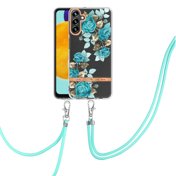 For Samsung Galaxy A54 5G Flowers and Plants Series IMD TPU Phone Case with Lanyard